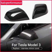 Couvercle de rétroviseur latéral de voiture, en Fiber de carbone ABS, pour Tesla modèle 3 2021, nouveau
