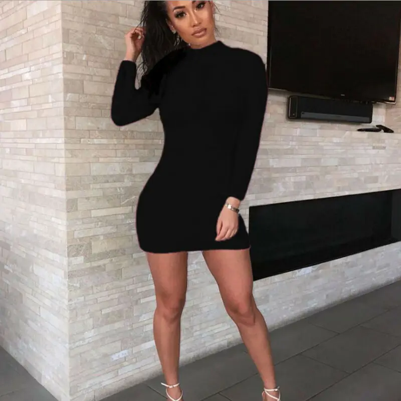 

Women Warm Faux Fur Dress Lady Bodycon Long Sleeve Knitted Outerwear Mini Vestidos Party Casual Jumper Slim Fit Dress For Femme