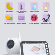 Cor de vídeo sem fio monitor do bebê com câmera de vigilância wi fi indoor babá segurança babyphone eletrônico chorar bebês alimentação