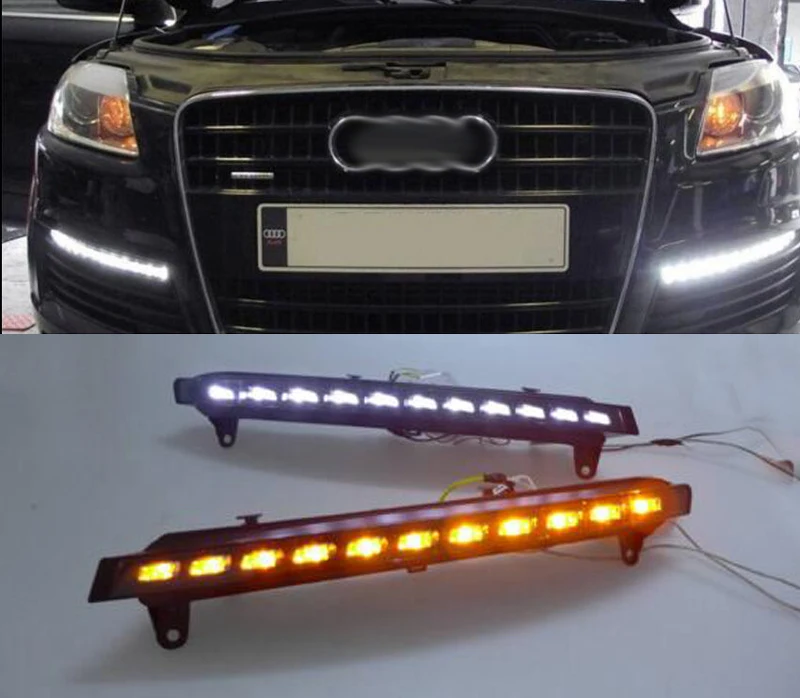 Yellow LED Turn Signal Flash Light Kit For Audi Q7 20062009 LED Daytime Running Lights Front