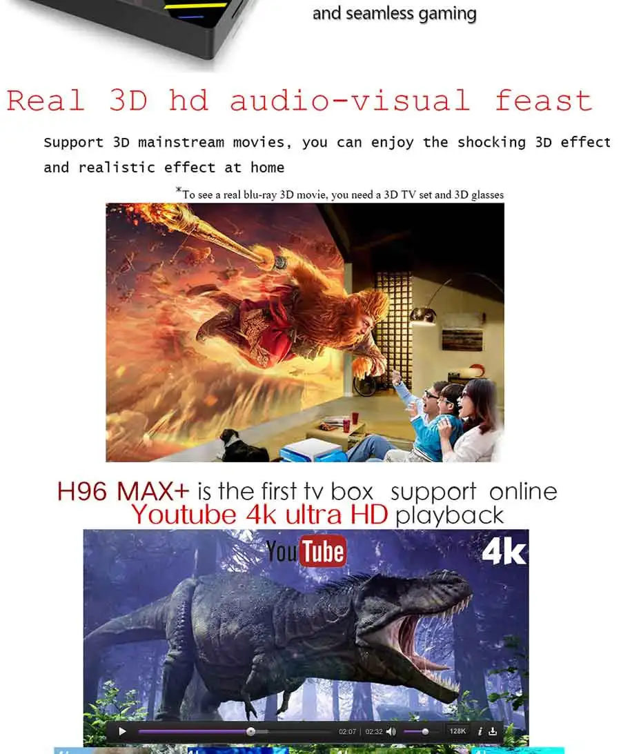 H96 MAX Plus Android 8,1 smart tv Box set top box RK3328 4GRAM 32G/64G rom Wifi 4 k H.265 3 gb 32 gb mediasteler pk h96 pro