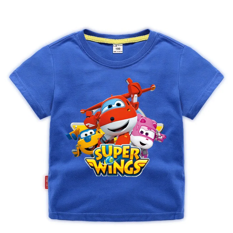 Футболка с принтом «Супер Крылья» Одежда для маленьких мальчиков детская футболка летние хлопковые футболки с коротким рукавом, От 1 до 10 лет топы для мальчиков - Цвет: color 2