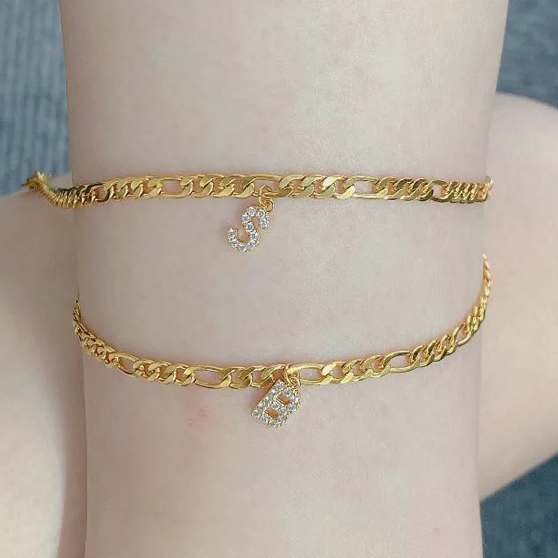 Initial Zircon Anklets Bracele for Women Stainless Steel Letter Leg Chain Gold Men Ankle Bracelet A-Z Alphabet Christmas Gifts Initial Zircon Anklets Bracele for Women Stainless Steel Letter Leg Chain Gold Men Ankle Bracelet A-Z Alphabet Christmas Gifts