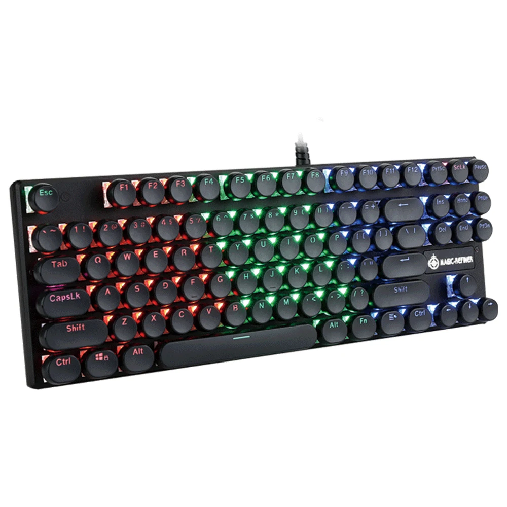 

Magic Refiner MK6 Gaming Keyboard Wired Colorful RGB Backlight Round Keycap Professional Game Keyboard For PC
