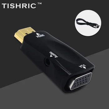 

TISHRIC Original HDMI to VGA Converter HD 1080P Audio Cable Male To Female HDMI to VGA Adapter For PC Laptop Projector