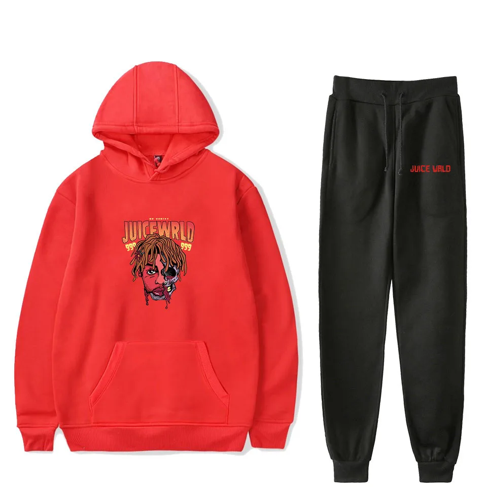Juice wrld комплект с капюшоном и брюками, толстовки и спортивные штаны, повседневный комплект из двух предметов с капюшоном, Женская/мужская одежда размера плюс 4XL