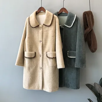 

Imitation Mink Cashmere Women Overcoat New Autumn Winter Medium-long Loose Outwear Single Breasted Elegant Fur Jacket Coat