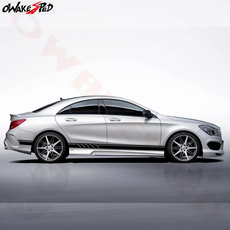 Наклейка на дверь автомобиля с боковыми полосками наклейка юбку для Mercedes Benz AMG CLA45