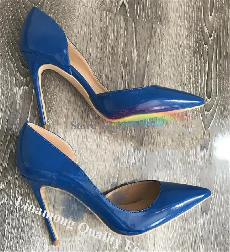 Linamong острый носок Лакированная кожа высокий тонкий каблук женские туфли-лодочки