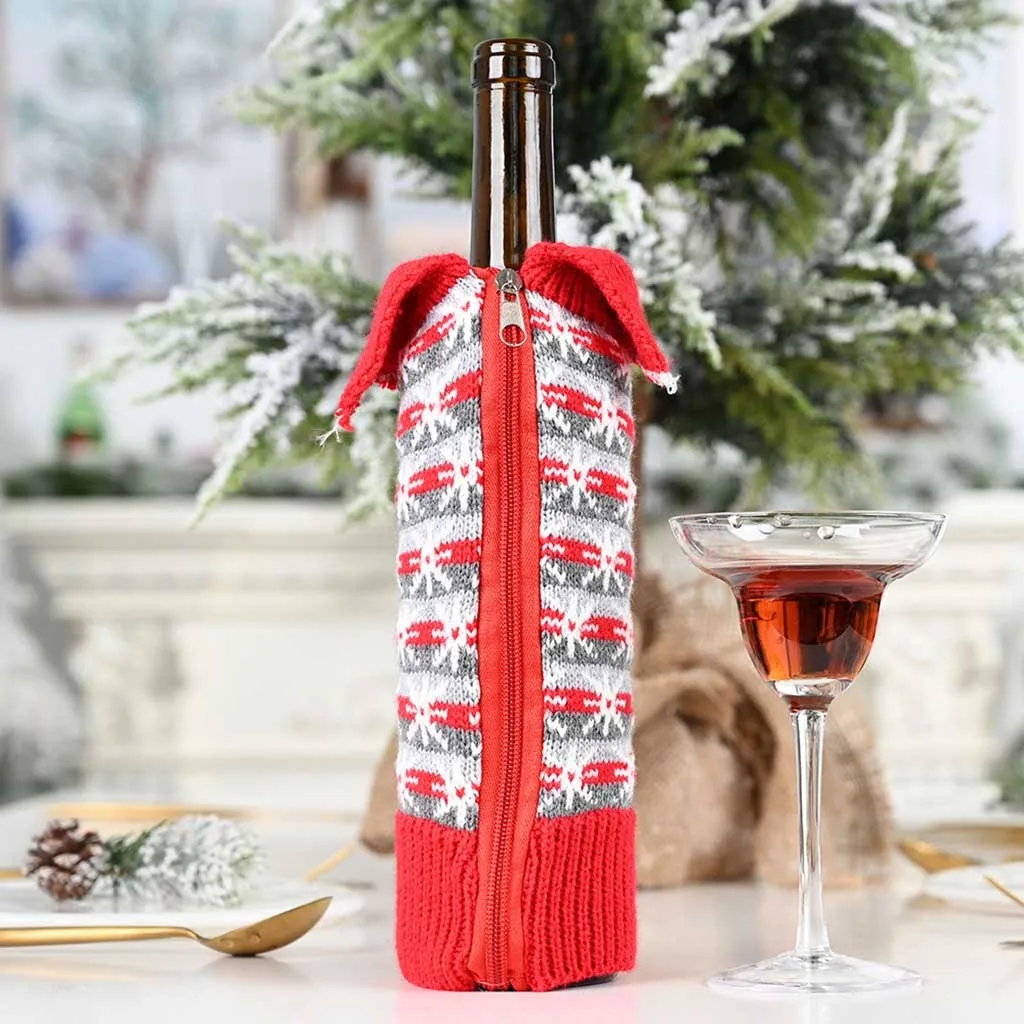 Рождественский Санта вино чехол для бутылки Рождественский фестиваль вечерние декор стола подарок# OT115