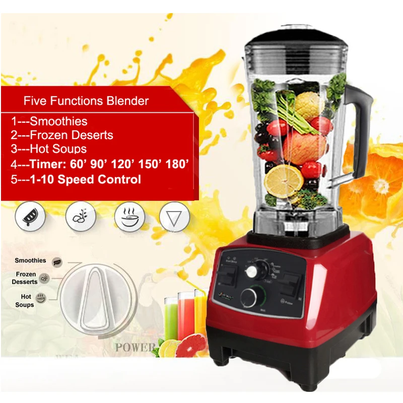 Günstig Timer BPA FREI 3HP 2200W Kommerziellen Mixer Mixer Entsafter Power Küchenmaschine Smoothie Bar Obst Elektrische Mixer