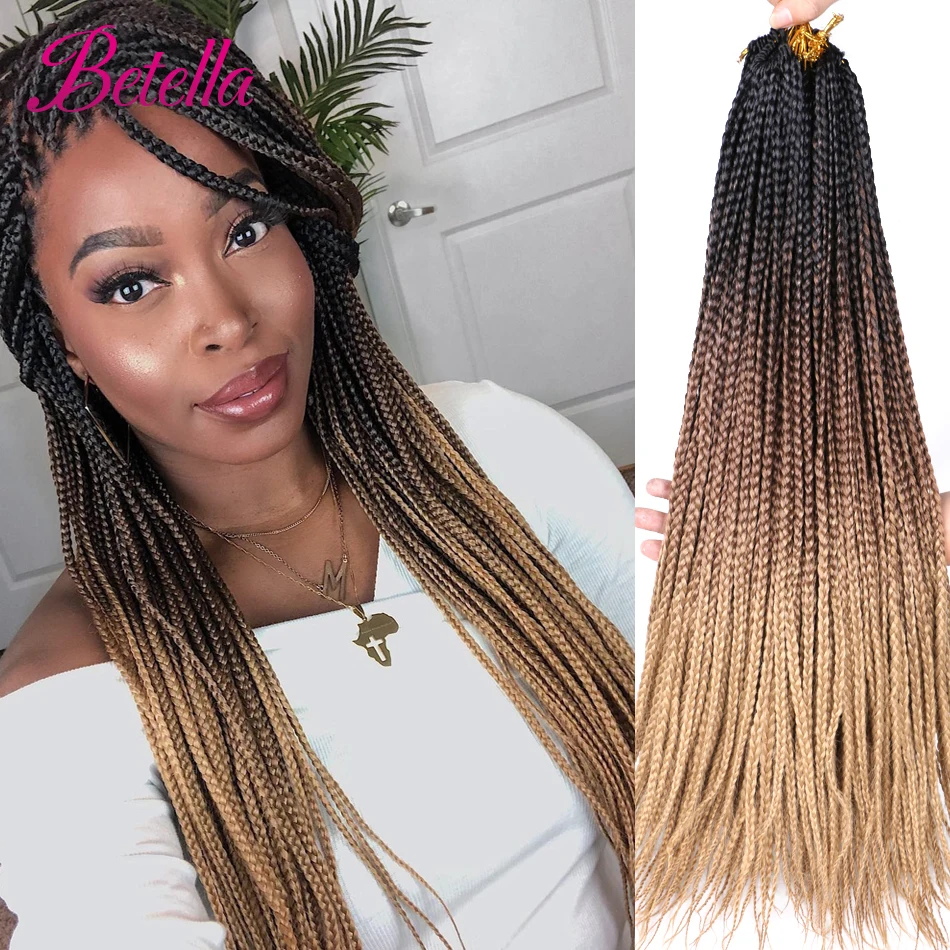 Betella 24 pulgadas Arco Iris Crochet pelo trenzas de caja sintético de color trenzado extensiones de cabello trenzas de Crochet ombré Rosa rojo