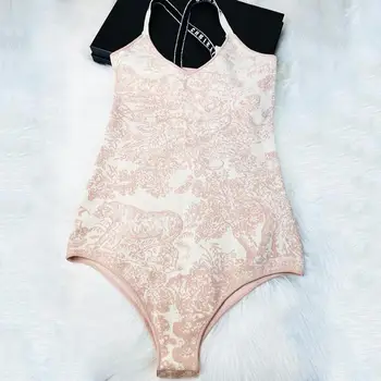 

Designer Runway Bathing Suit Summer New High Quality Pink Women Swimwear Print Luxury C D Brand INS Fashion Sexy Bathing Suit