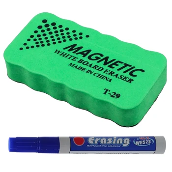 

1X netic Board Eraser Drywipe Marker Cleaner Office Whiteboard & 10X Felt Marker Marker Pen Erasable Whiteboard Blue
