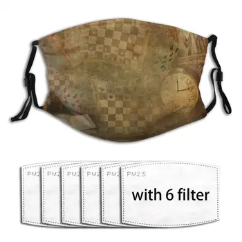 

Alice In Wonderland Retro Bookshelf And Pocket Watch Adults Mask With Replaceable Filter Dust Mask Face Mask