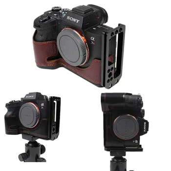 

Genuine Leather Half Body Case For Sony A7R Mark IV A7R4 A 7R IV Quick Release L Plate Bracket Grip Aluminum Bottom Cover