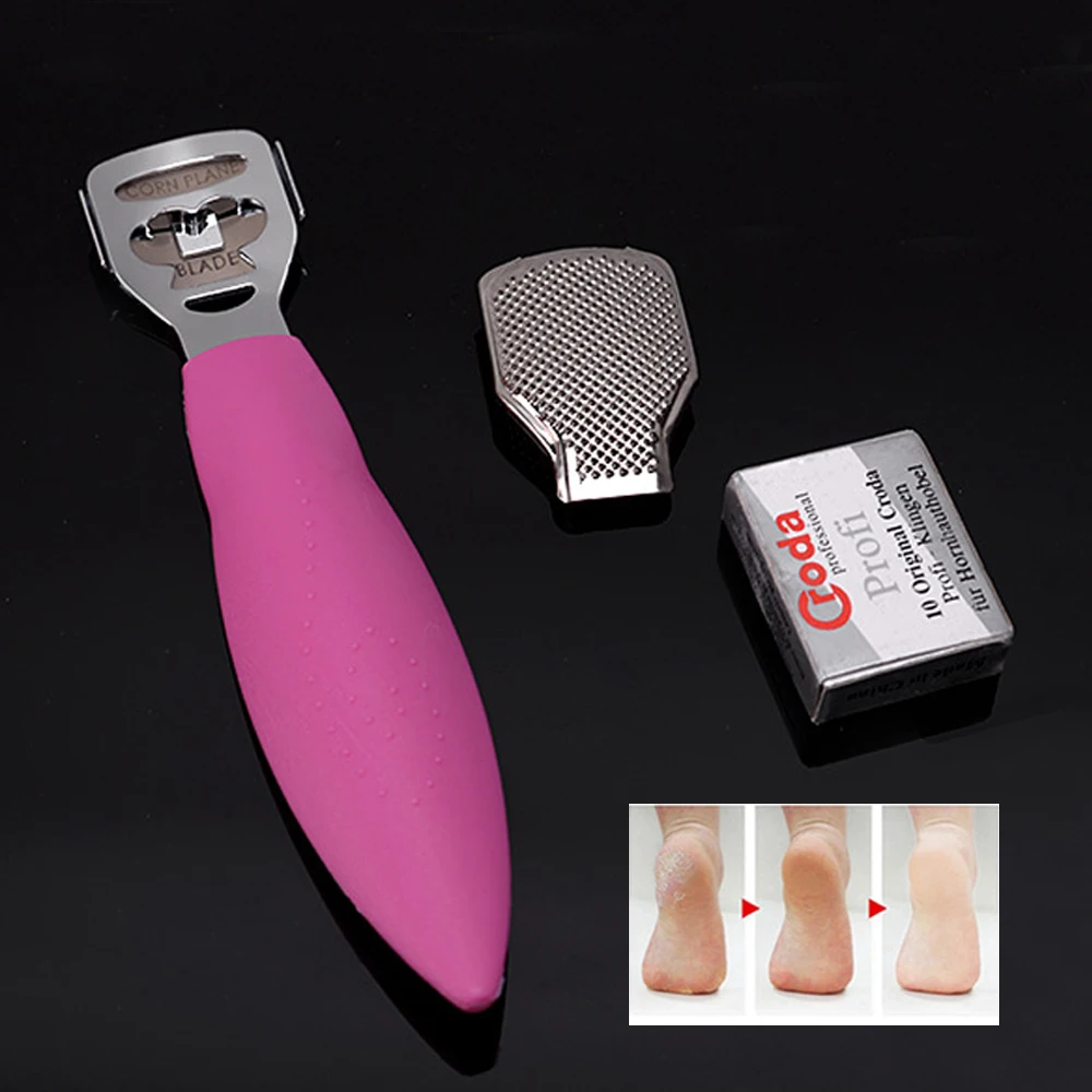 1pc Stainless Steel Pedicure Tools Dead Skin Remover with 10pcs Foot Pedicure Blades Foot Care Tool Callus Remover