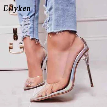 

Eilyken Clear PVC Transparent Pumps Perspex Heel Stilettos High Heels Pointed Toes Womens Party Shoes Nightclub Pums 35-42