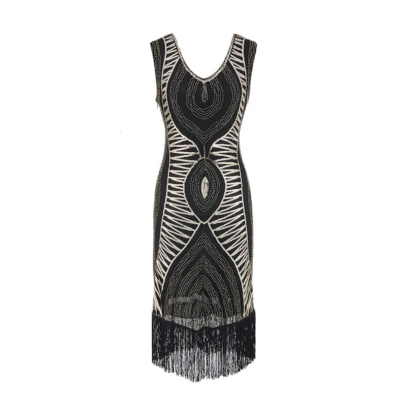 1920s Diamond Sequined Embellished Fringed Great Gatsby Flapper Dress Women Sleeveless Retro Midi Party Dress Ukraine Vestido (1)
