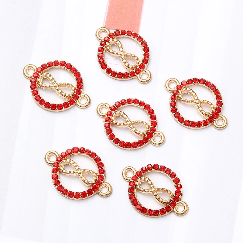 

10pcs Cute Gold Red Enamel Love Heart Crystal Animals Alloy Connector For Women Gilrs DIY Making Bracelet Jewelry Accessories