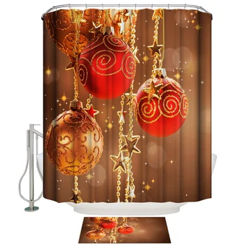 

Christmas, Christmas Ball, Festival, Festival Shower Curtain Set Waterproof Fabric