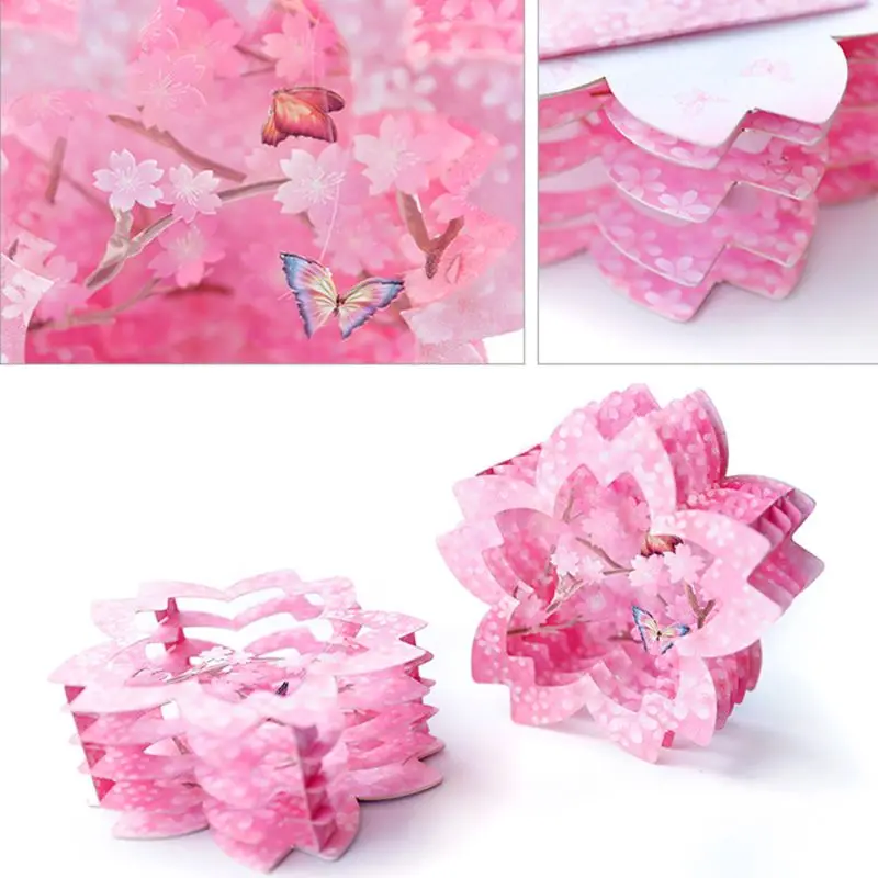  3D Pop Up Romantic Cherry Blossom Carving Box Wedding Invitation Card Birthday Christmas Mother's D - 4.00027E+12
