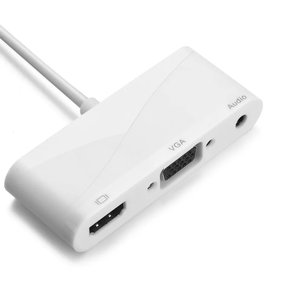 Высококачественный USB 3,1 тип-c к HDMI VGA Аудио HD адаптер высокой четкости конвертер с тип-c к VGA кабель Белый