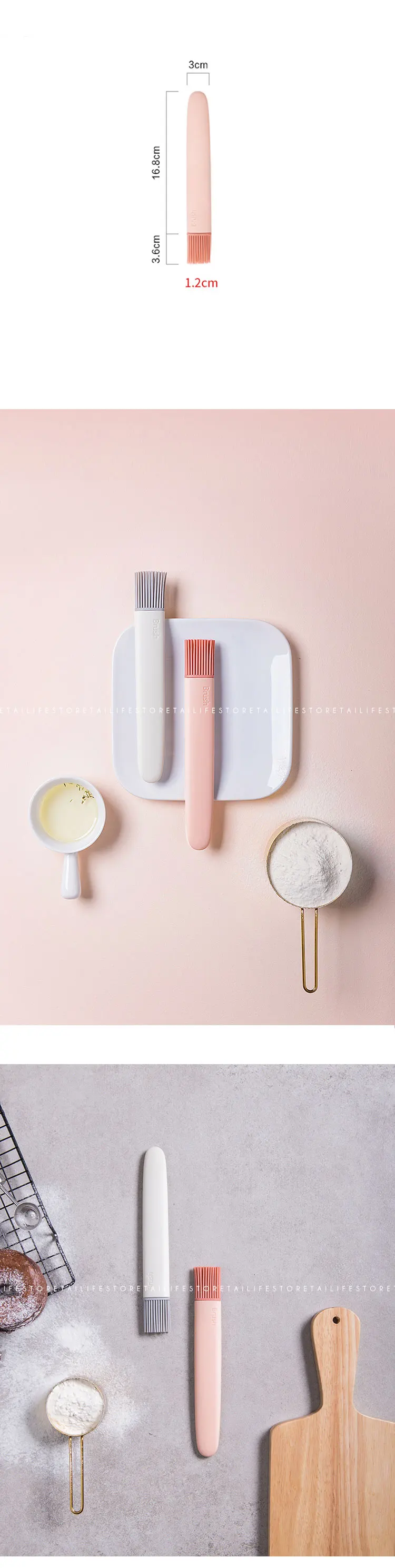 Nordic Pp Silicone Oil Brush Removable Bake Brushes Eco-Friendly Bread Oil Cream Cooking Basting Kitchen Tool For Bbq Cake Bread