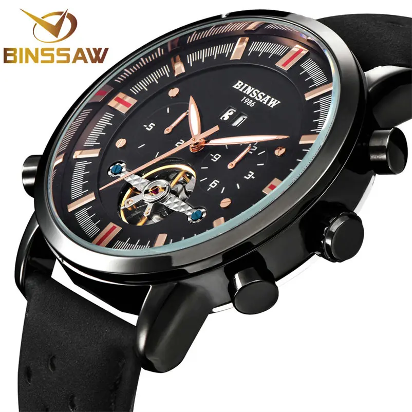 

Men Tourbillon Automatic Mechanical Watch Fashion Casual Leather Military Sport Luxury Brand Self-Wind Watches Relogio Masculino