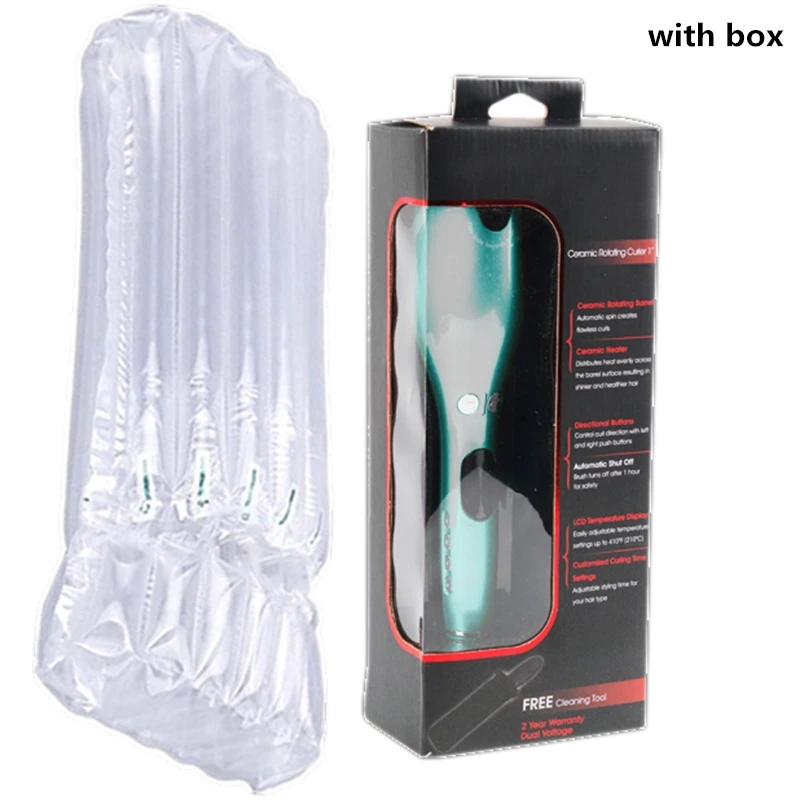 white with box Вращающийся, автоматический бигуди для волос, салонная спиральная железная палочка, стайлер для волос, профессиональные бигуди для волос, инструменты для укладки, сухой локон, железо для женщин - Цвет: white with box