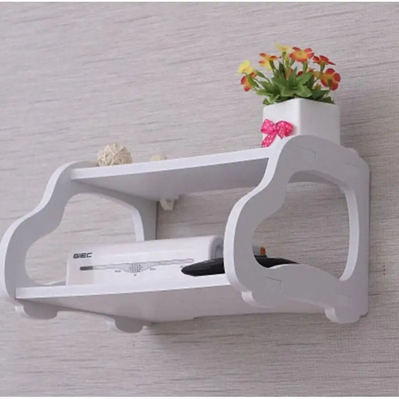 

Portable Bedroom Living Room Double Layer Wall-Mounted Set-Top Box Shelf Router Storage Rack