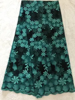 

Latest African Laces 2019 Green 3 D Flowers Lace Mesh Embroidery Lace Fabric Mesh Lace Trim Bridal Lace For Nigerian Dress