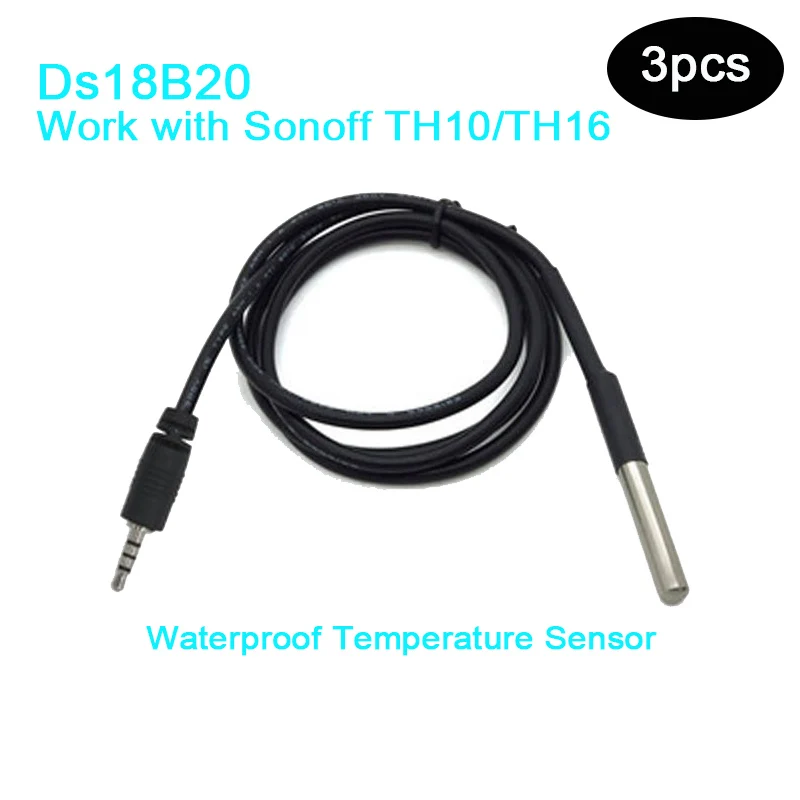 3 шт. DS18B20 Водонепроницаемый датчик температур для Sonoff TH10/16 смарт-модули домашней