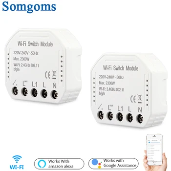 

Wifi Smart Wall Lights Switch Breaker Module 220V 240V Remote Control 1 Gang 1 Way 2 Way Switch Module with Alexa Google Home