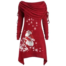 LOOZYKIT Новое поступление женское платье Санта Клауса с длинным рукавом необычное платье с принтом снежинки Топ женское модное рождественское платье