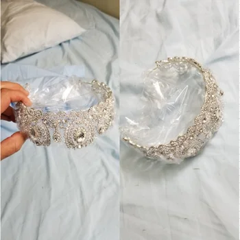 

Wedding Crown Queen Headband Rhinestone Big Flower Bridal Tiara Bride Bridal Hair Accessories Head Diadem Hair Jewelry