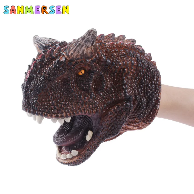 Carnotaurus Яркие резиновые динозавра голова животного кукольная фигурка интерактивные игрушки перчатки для детей модель марионетки Игрушки для мальчиков подарки для детей - Цвет: Carnotaurus