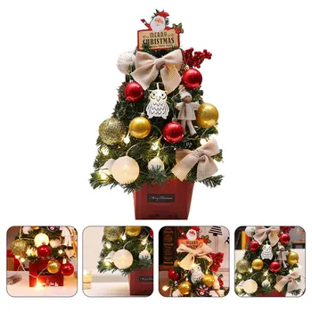 

1 Set Glowing Xmas Tree Kit Handmade Mini Xmas Tree Decors (Without Battery)