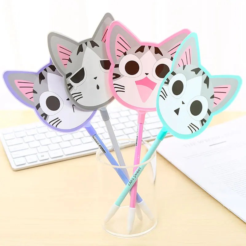 Корейские милые гелевые ручки Kawaii Cat Fan черные, голубые чернила Kawai канцелярские принадлежности для школы и офиса стационарный Чехол-Карандаш сумка для свадебного подарка