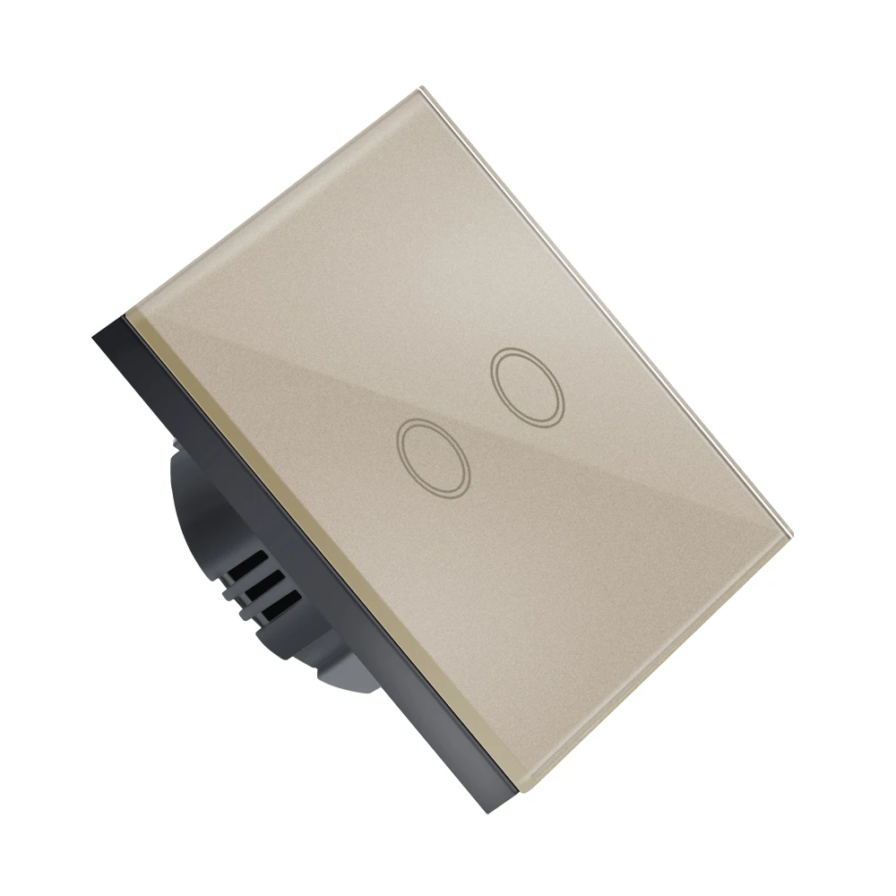 Стандарт ЕС/Великобритания Bonda настенный выключатель, сенсорный выключатель света 1 банда 1 способ AC110V-220V настенный сенсорный выключатель - Цвет: 2Gang-Gold
