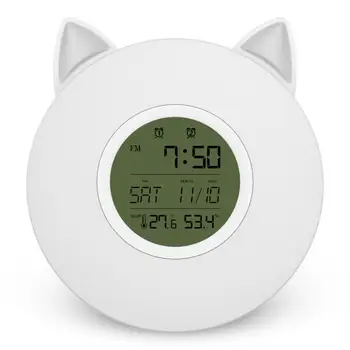 

Multi-function Wake-up Light Temperature And Humidity FM Colorful Bedside Night Light Alarm Clock