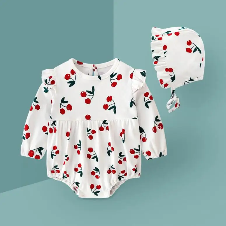 

Baby girls cotton long sleeve bodysuit infant girls princess bodysuit+hat christening baptism gown wedding birthday 3-12 months