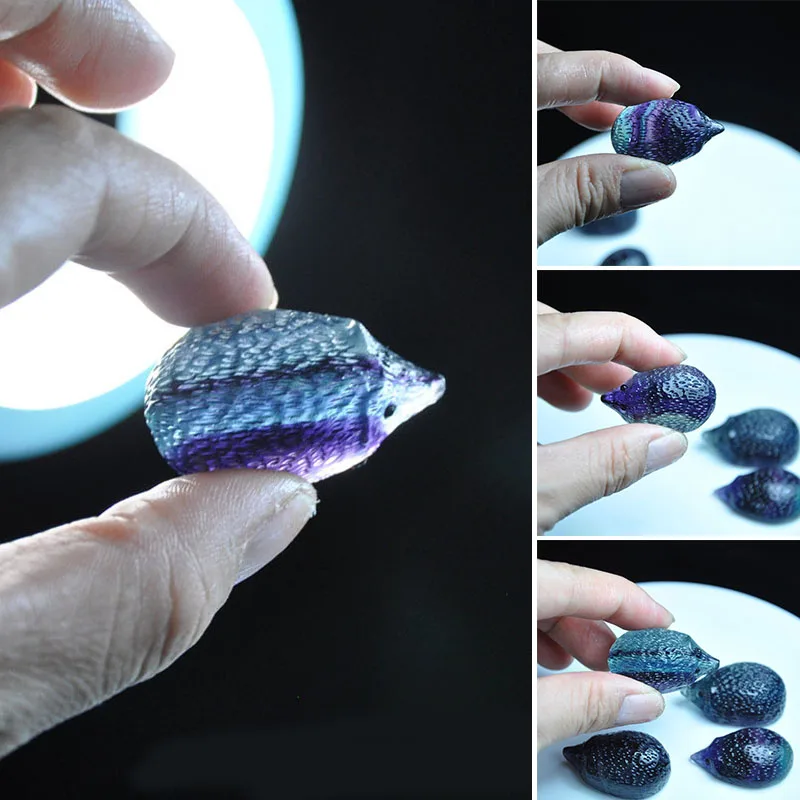 Милый Кристалл Ежик камень образец натуральный голубой флюорит камень, реики, исцеление амулеты украшения ювелирных изделий 1 шт