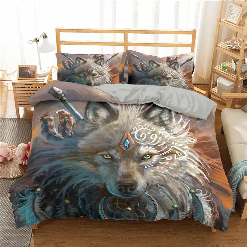 

ZEIMON 3D Wolf Bedding Set Duvet Cover With Pillowcase 2/3pcs Bed Sets Dreamcatcher Printed Microfiber Home Textiles Bedclothes