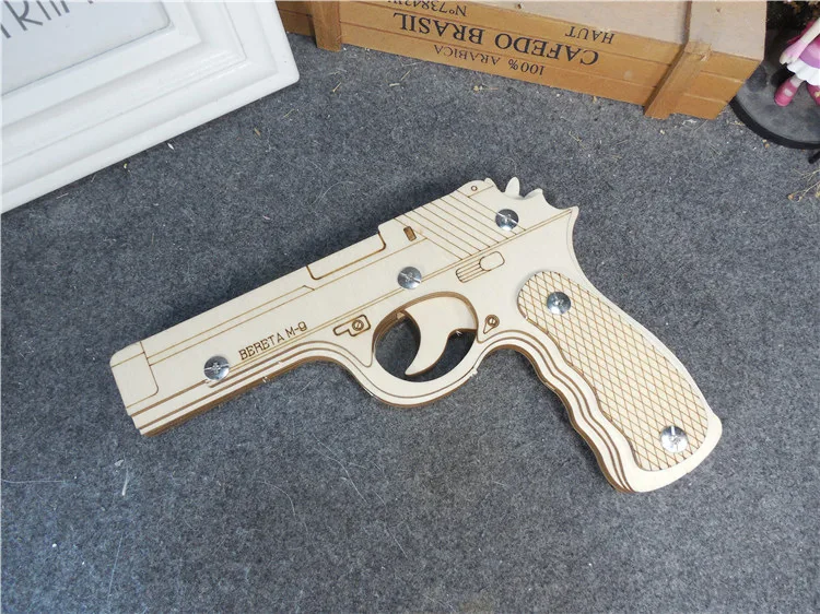 Пистолет с резиновой лентой игрушка 3D деревянная головоломка механическая модель Набор DIY строительная техника резиновый ремешок пистолет игрушка Подарки для мальчиков детей