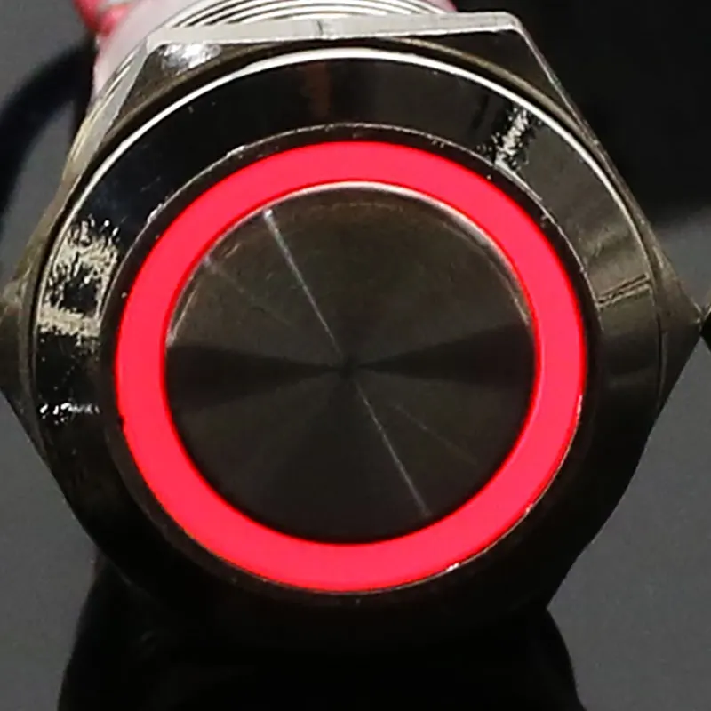 1 шт. 19 мм водонепроницаемый мгновенный металлический дверной звонок из нержавеющей стали кнопочный переключатель Красочный Светодиодный светильник для автомобиля - Цвет: Красный