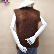 Натуральная норковая ткань, женский осенний и зимний классический маленький жилет без рукавов, средний размер, теплый свитер с кроличьим мехом, пуловер