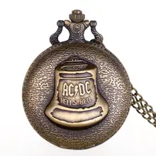 Античный стимпанк Бронзовый AC DC адский колокол женские карманные часы с узором с подвеской цепочкой цветок жажда назад часы мужские подарок CF1043