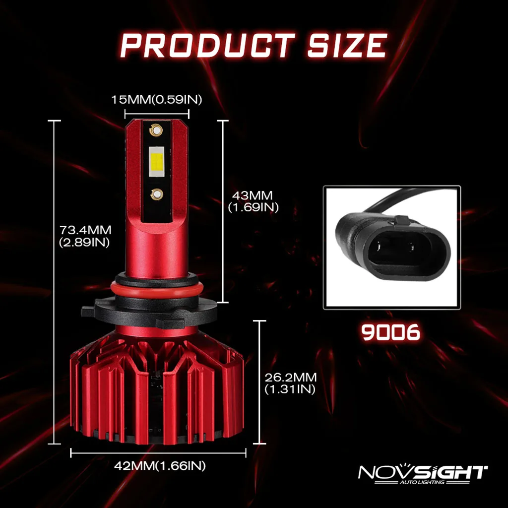 Novsight Car LED Headlight H4 60W 10000LM LED H7  H1 H3 H11 9005 9006 6000K Auto Headlamp Fog Light Bulb Hi-Lo Beam Car Styling