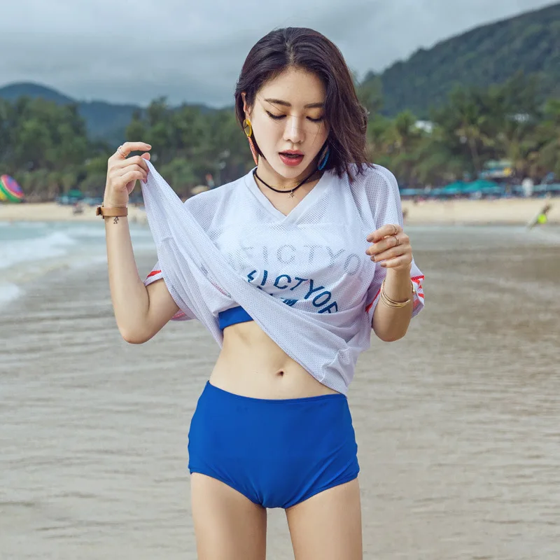 

Blue Lion Deere 2018 New Style Bathing Suit Fashion & Sports Casual Split Type Boxer Three-piece Set Beach Swimwear 2923
